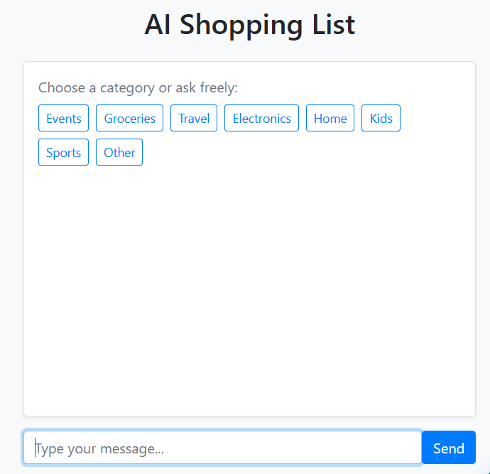 AI assistant helping create a shopping list